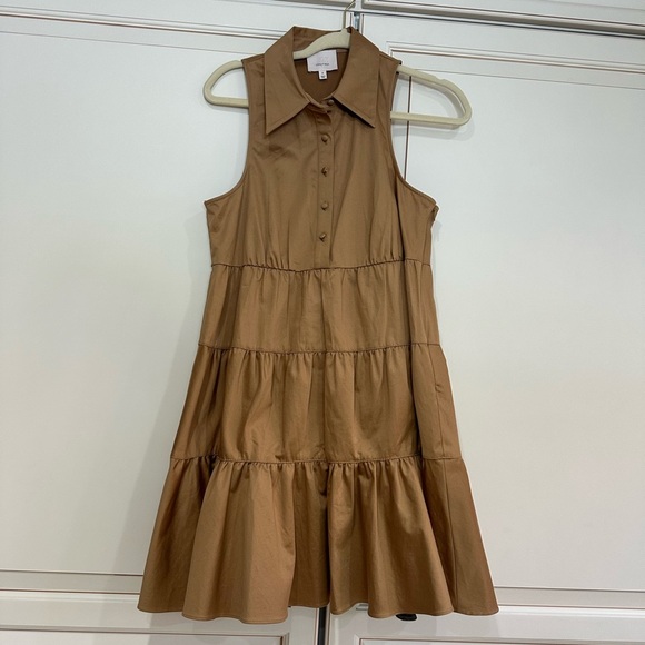 CINQ À SEPT
Bennett Tiered Minidress In Gold - Picture 1 of 4